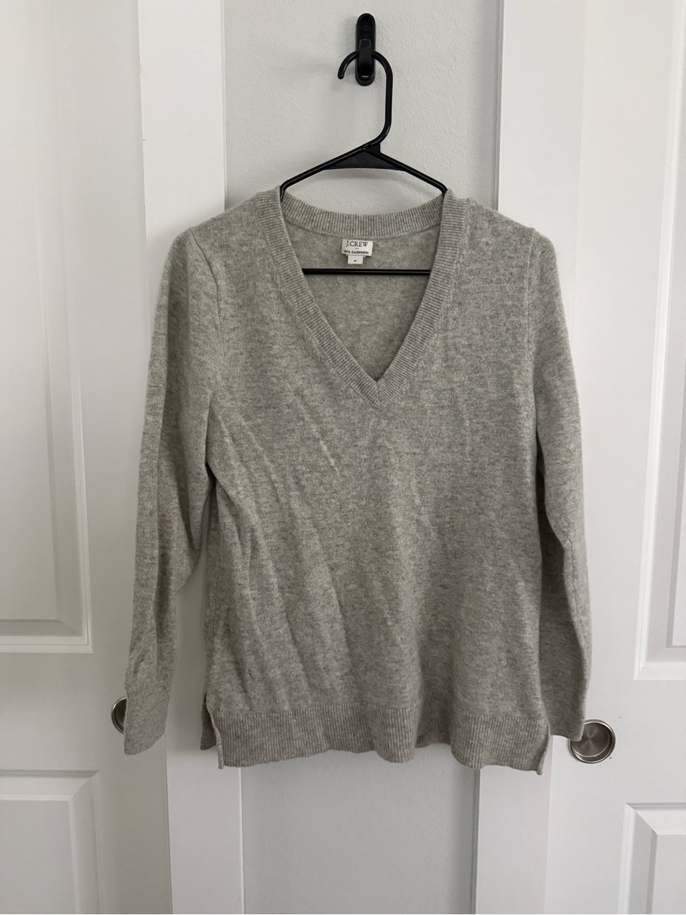 J. Crew Heather Gray V-Neck 100% Cashmere Sweater